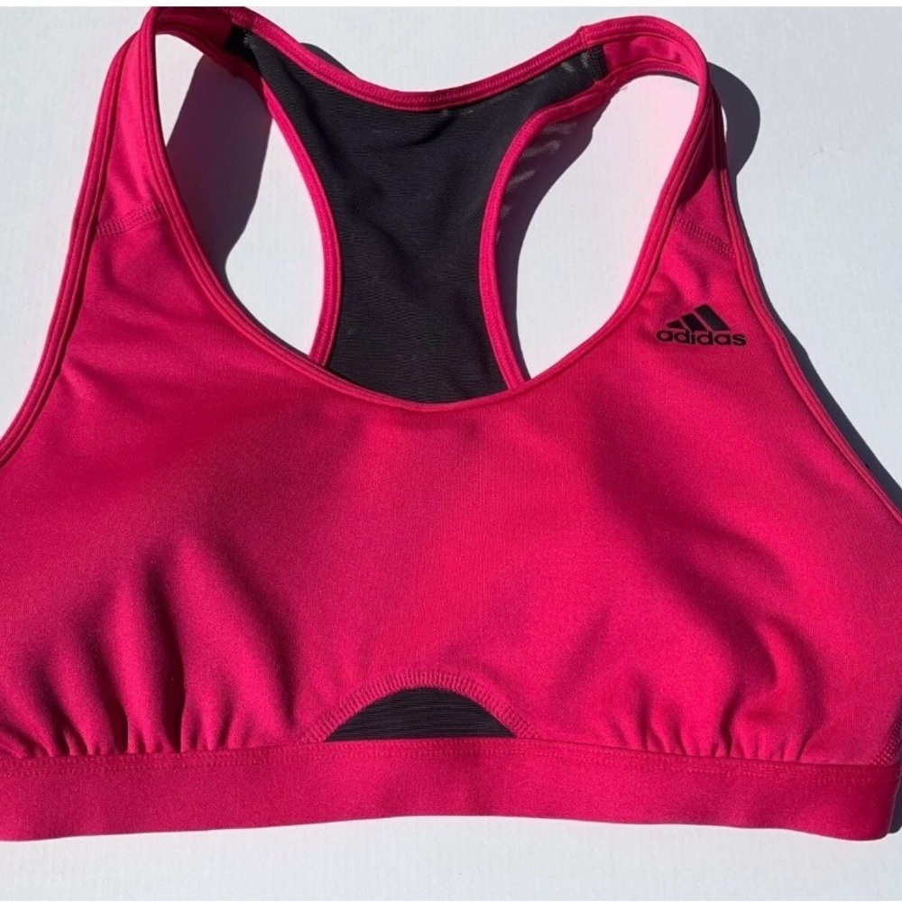 adidas Hot Pink Racerback Cutout Sports Bra - Picture 4 of 5